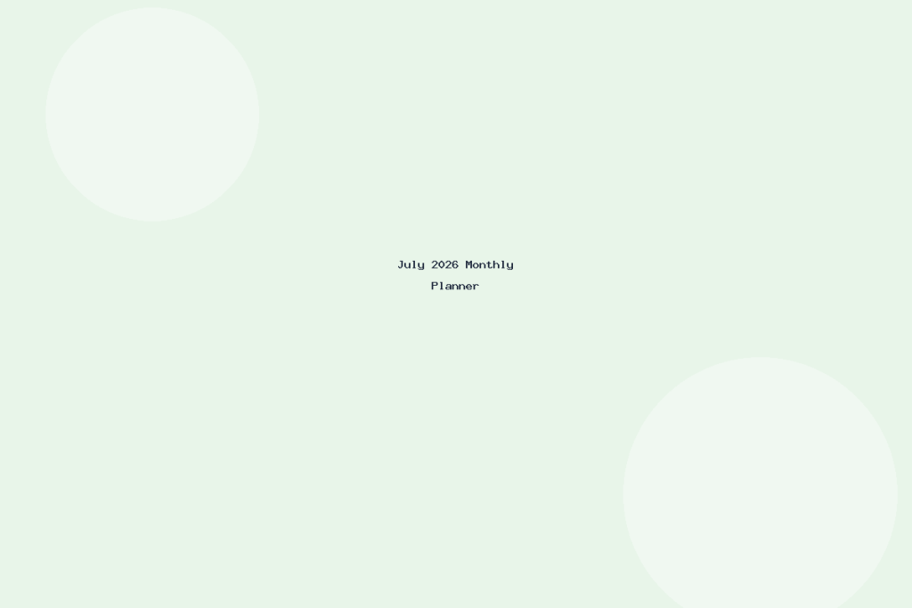 July 2026 Monthly Planner
